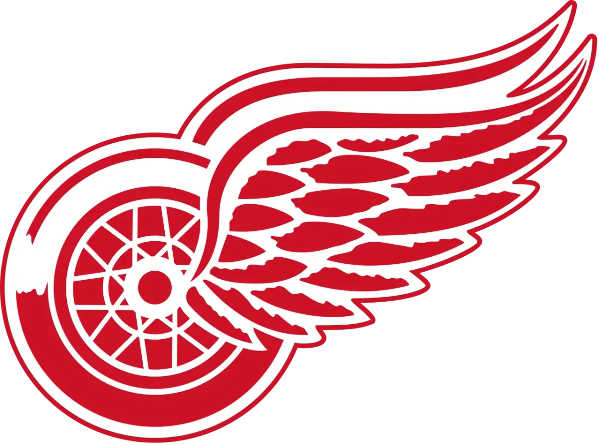 Red and white Detroit Red Wings logo featuring a winged wheel.