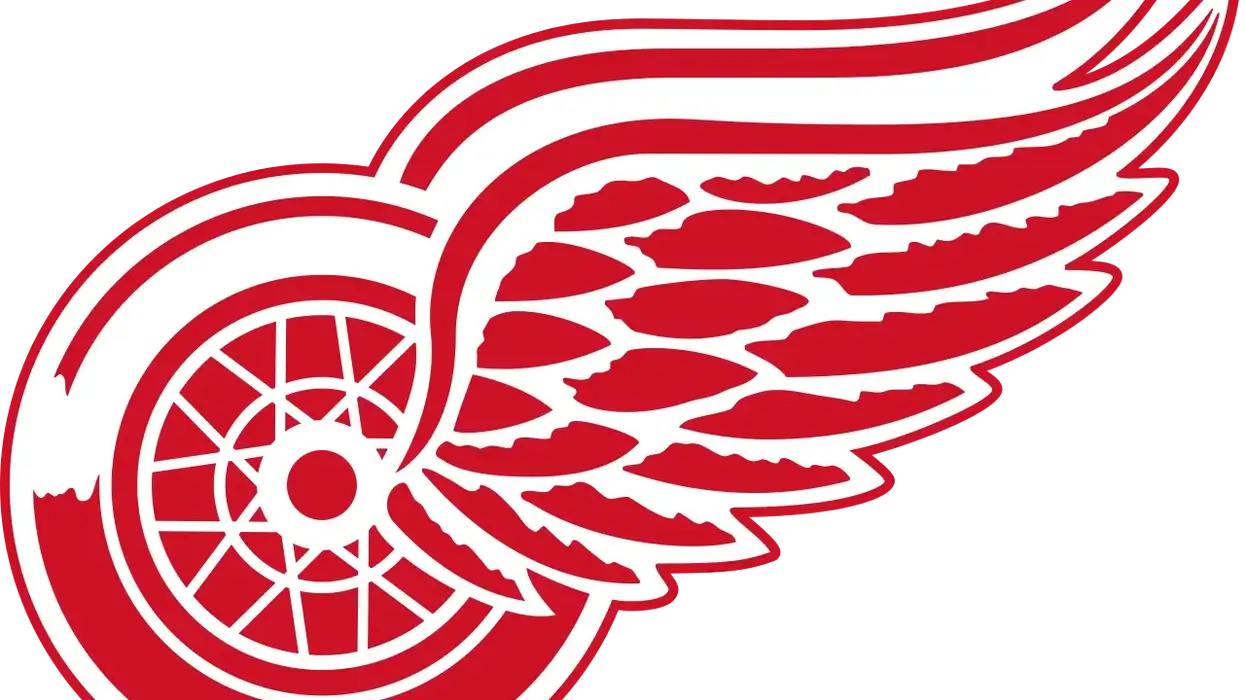 Red and white Detroit Red Wings logo featuring a winged wheel.