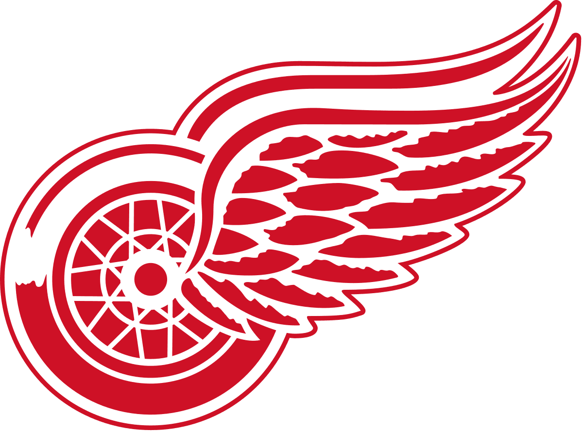 Red and white logo of the Detroit Red Wings NHL team, featuring a winged wheel.