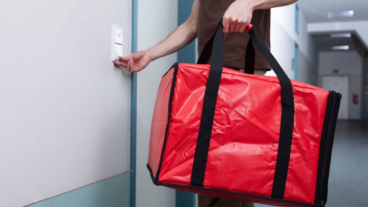 Red food delivery bag.