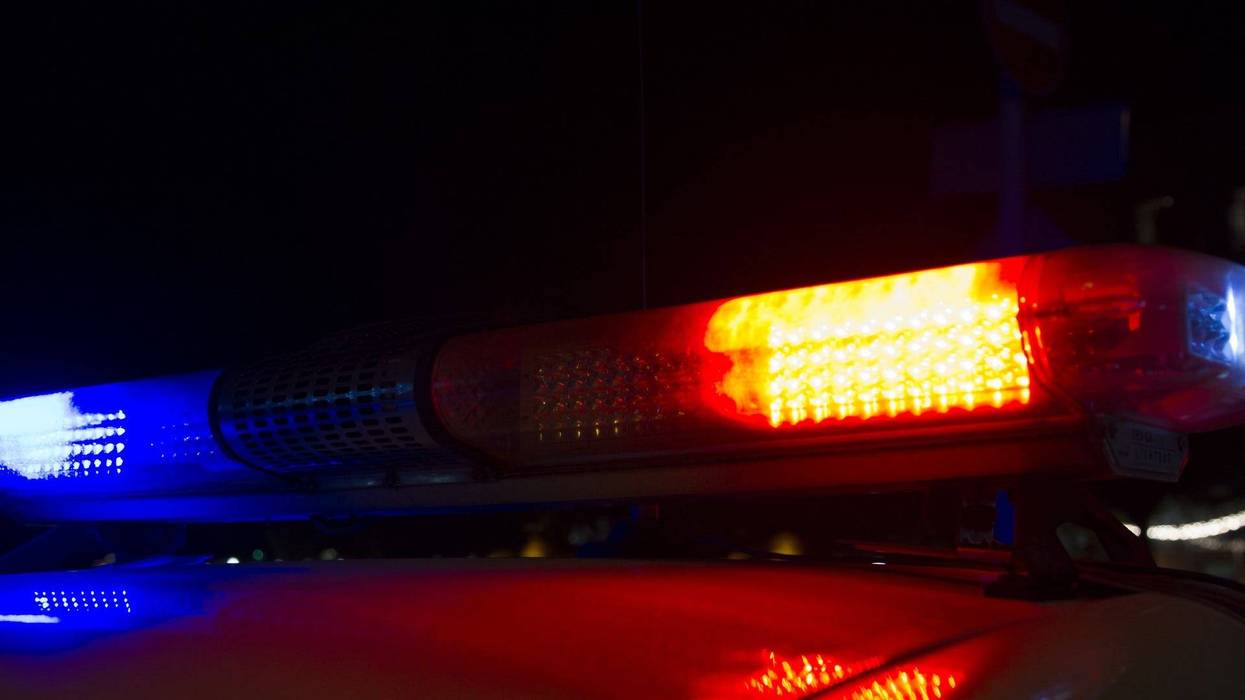 Red light flasher atop of a police car - stock photo