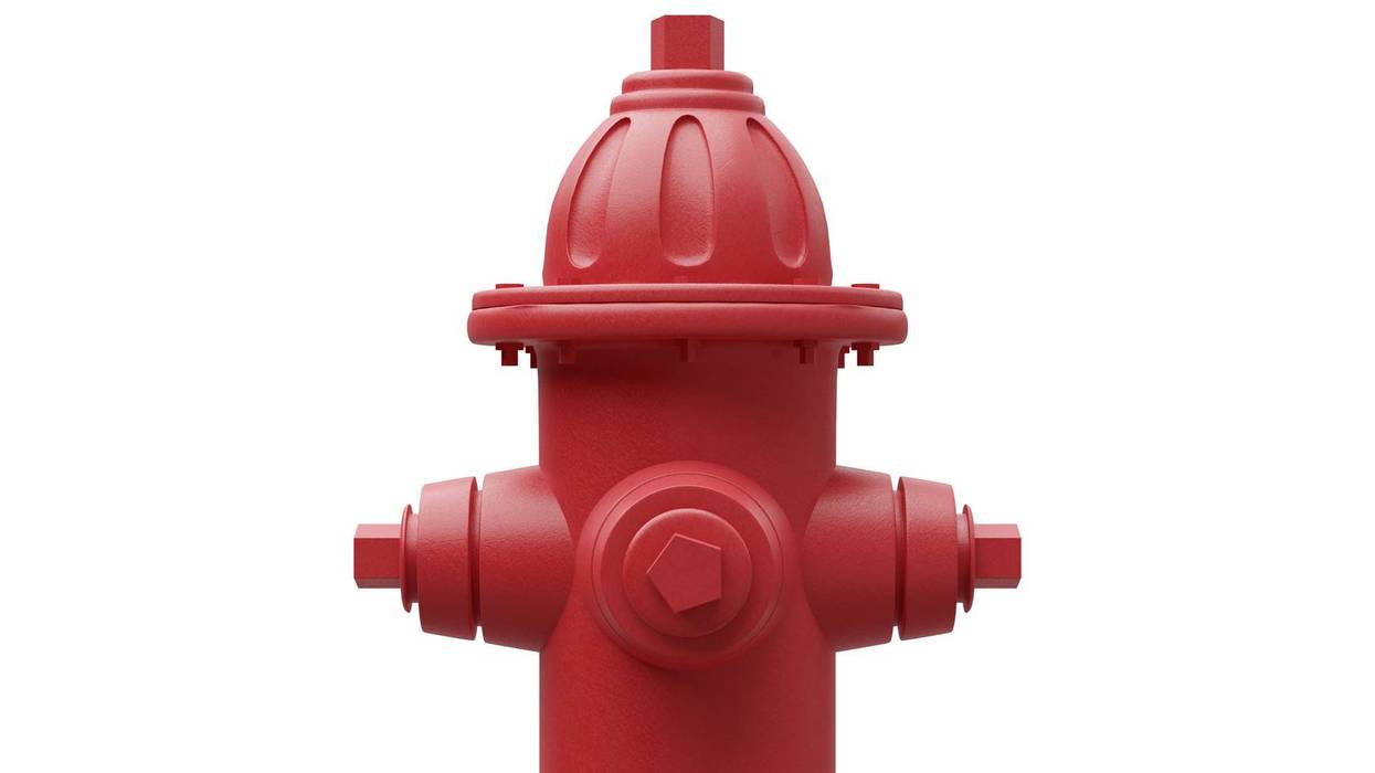 Red steel fire hydrant isolated on white background with clipping path 3d render illustration
