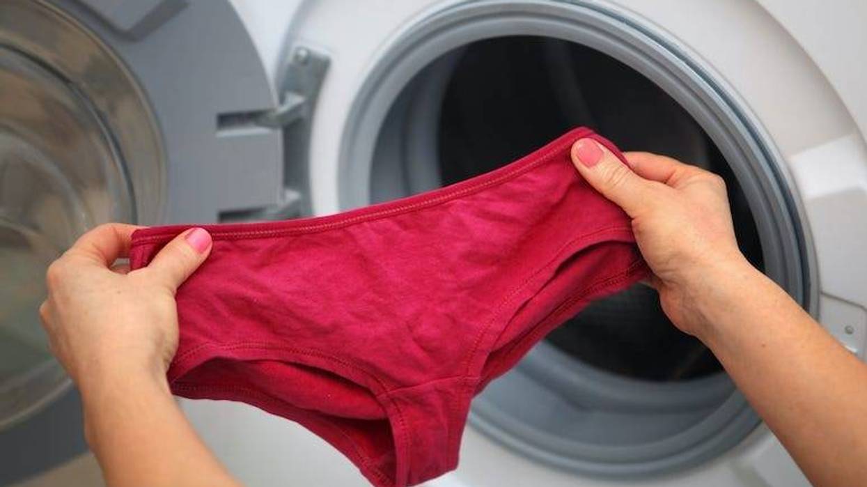 Red Underwear, Thong, Laundry Room