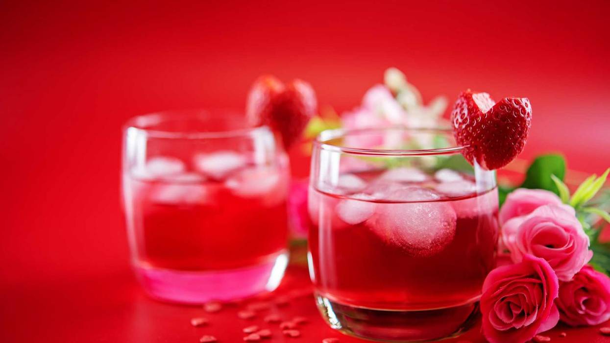 Red Valentine's day cocktail in a glass