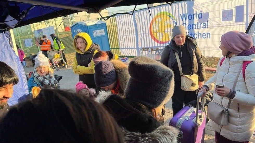 Refugees being helped by Philadelphia chefs at the Ukraine-Poland border.
