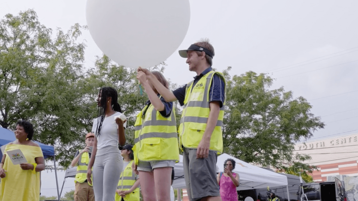 releasing white balloon