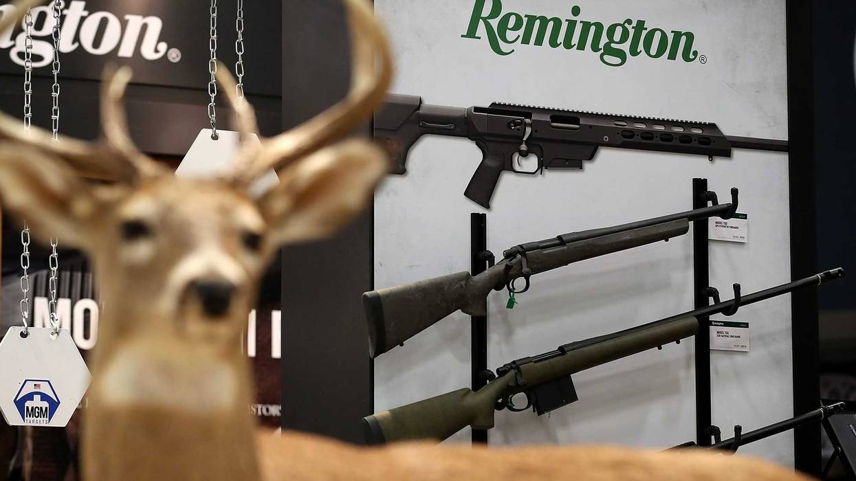 Remington rifles are displayed during the NRA Annual Meeting & Exhibits at the Kay Bailey Hutchison Convention Center on May 5, 2018 in Dallas, Texas