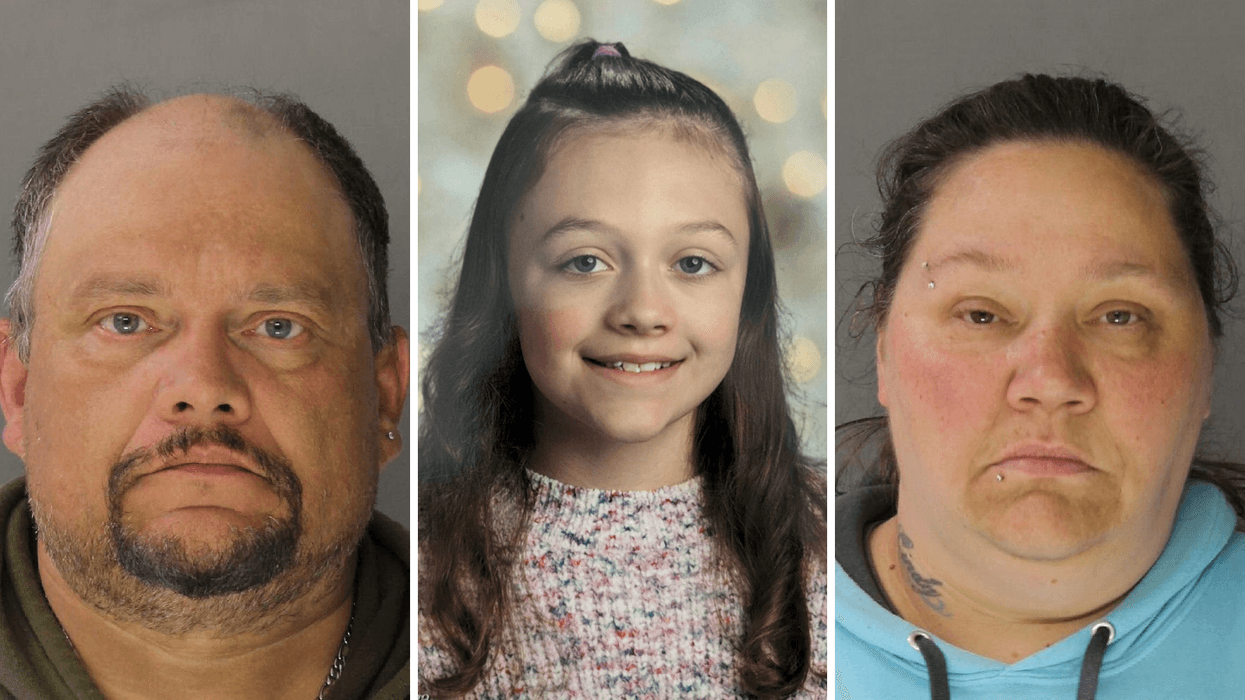 Rendell Hoagland (left) and his fiancée, Cindy Warren (right), are charged with the torture and death of his 12-year-old daughter Malinda Hoagland (center).