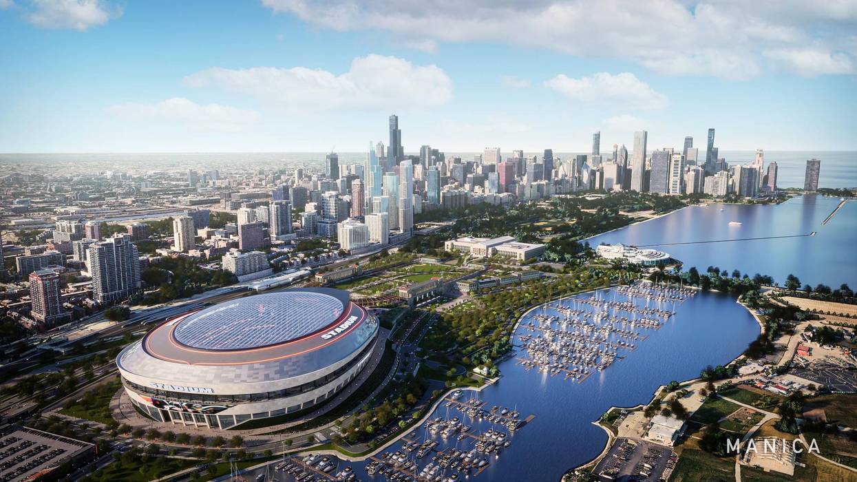 rendering of Chicago Bears domed stadium