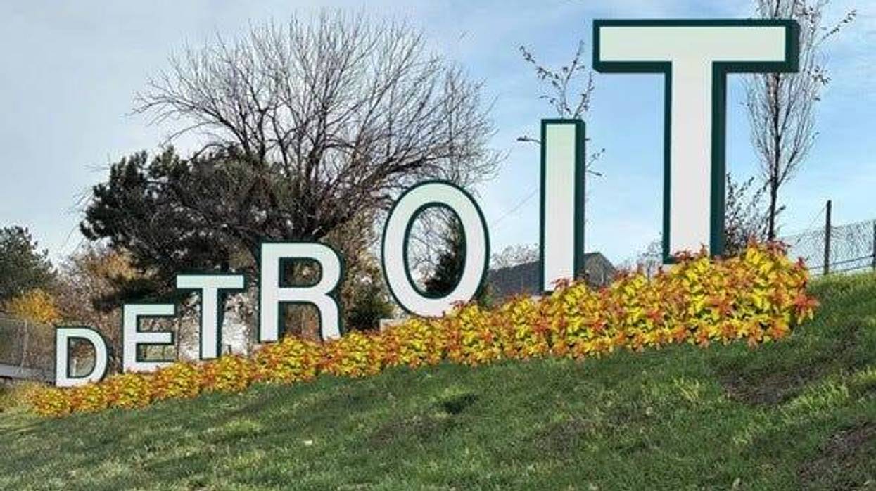 Rendering of Detroit Gateway sign along I-94