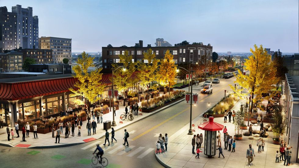 Rendering of plans for Detroit Chinatown project.