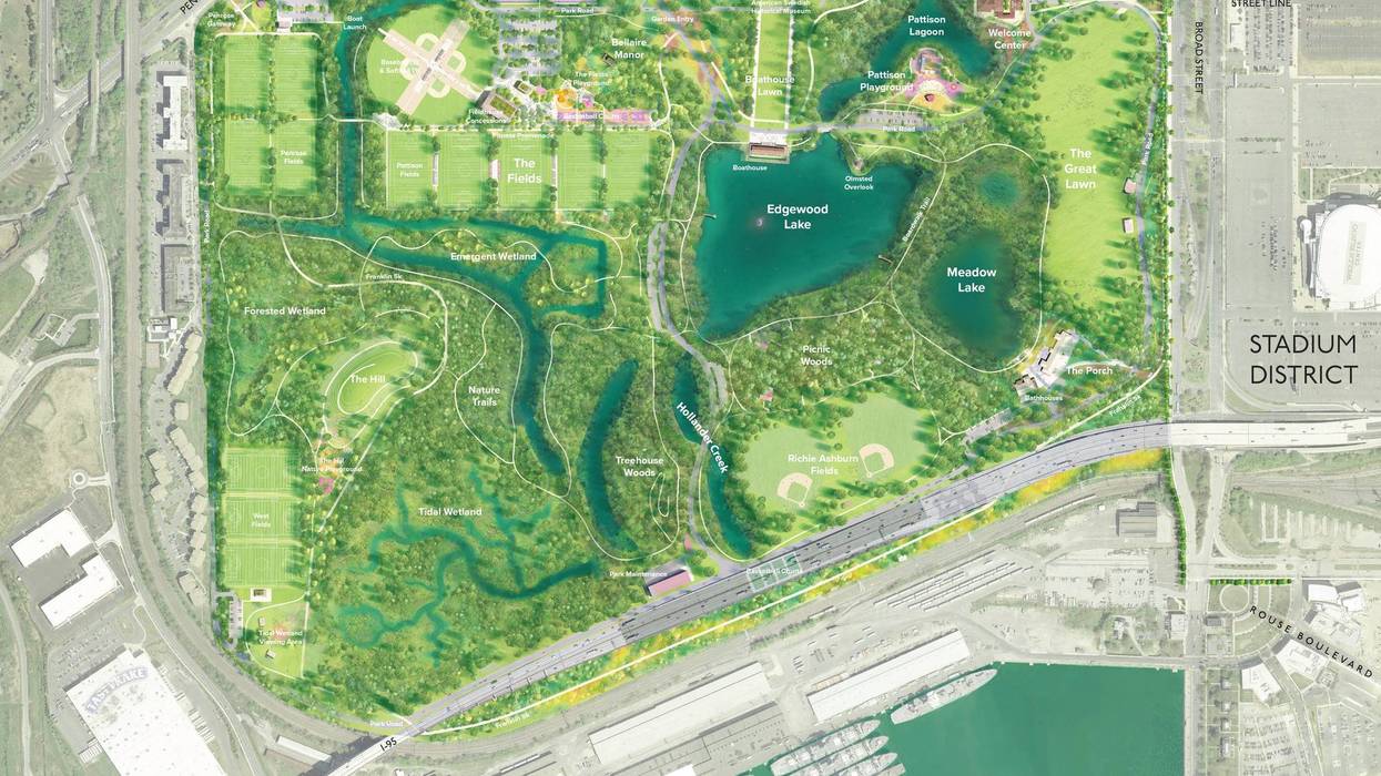 Rendering of the current plan for FDR park, revised in August 2022.