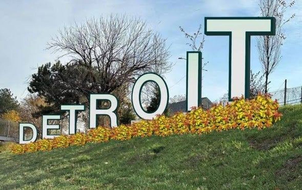 Rendering of what Detroit Gateway sign will look like along I-94