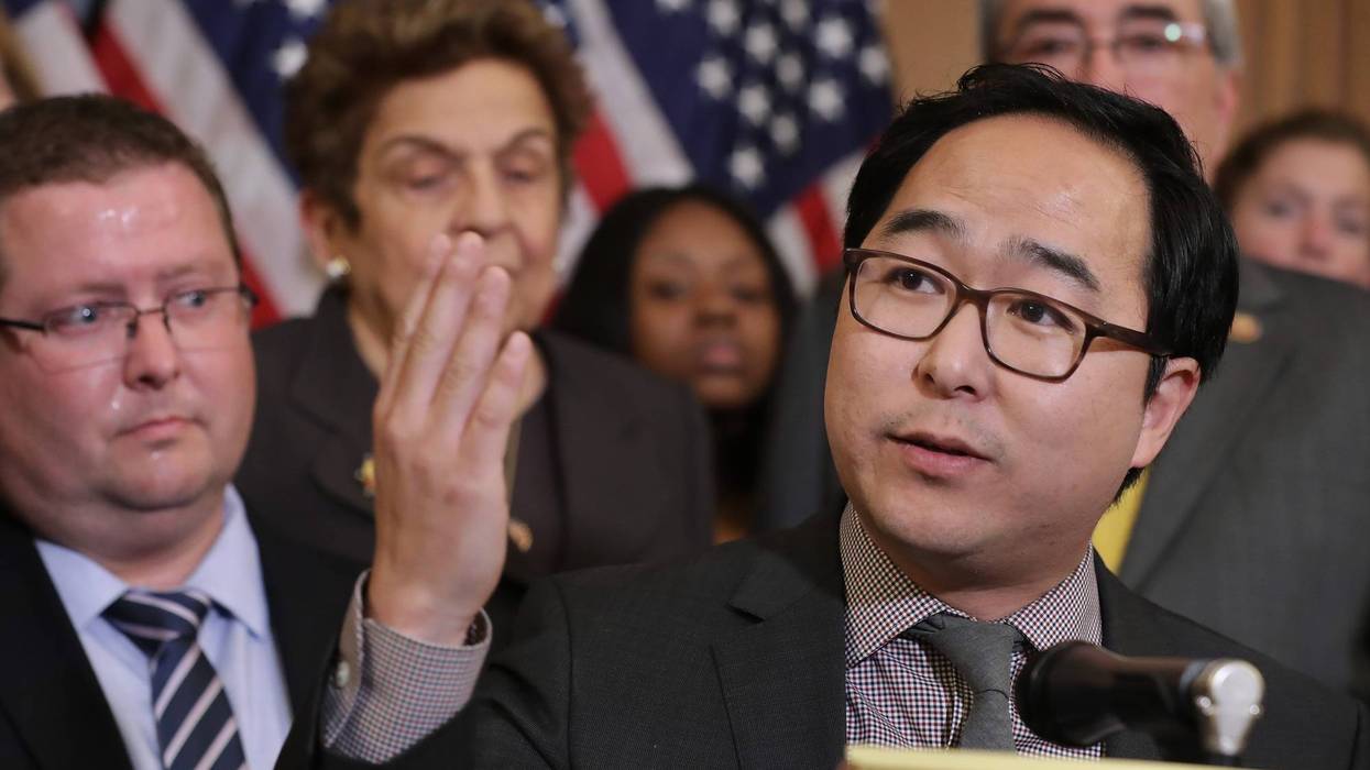 Rep. Andy Kim speaking at a press conference
