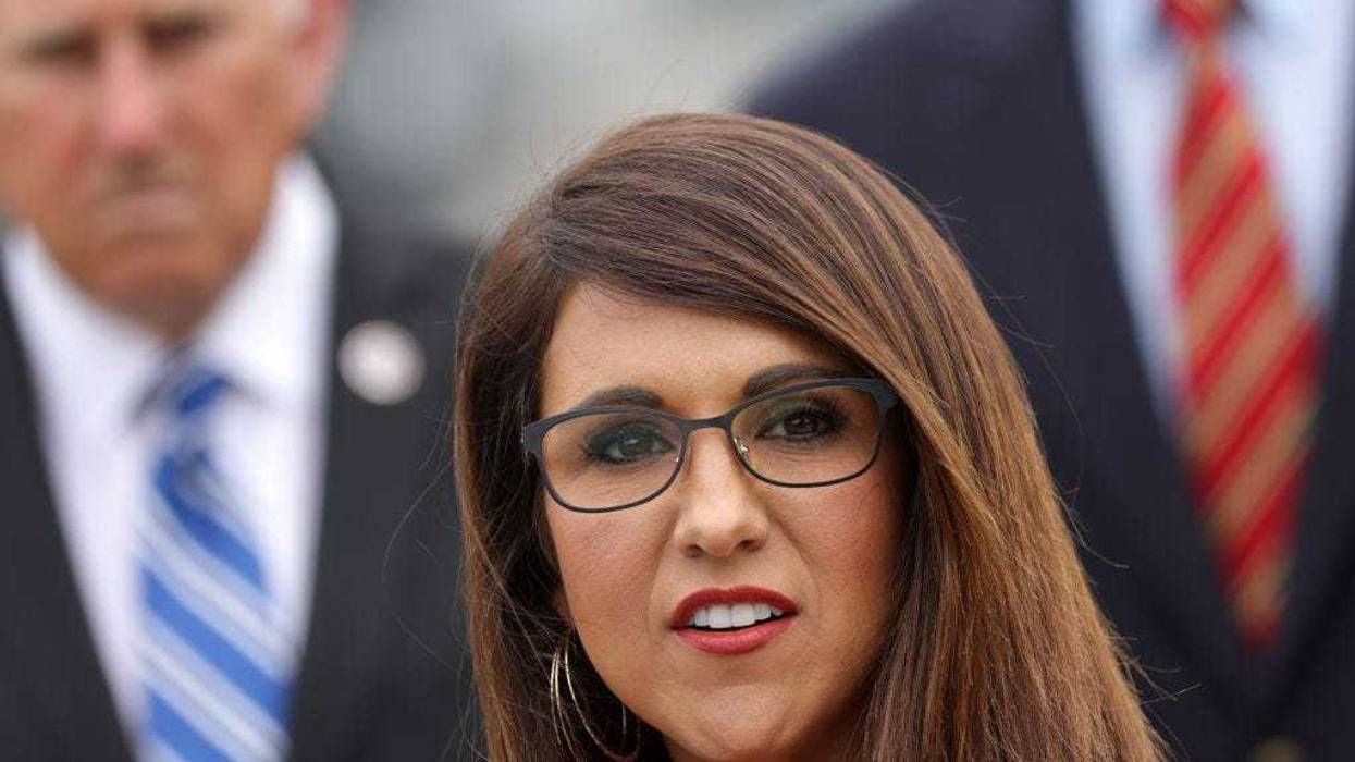 Rep. Lauren Boebert (R-Colo.) speaks during a news conference in front of the U.S. Capitol August 31, 2021.