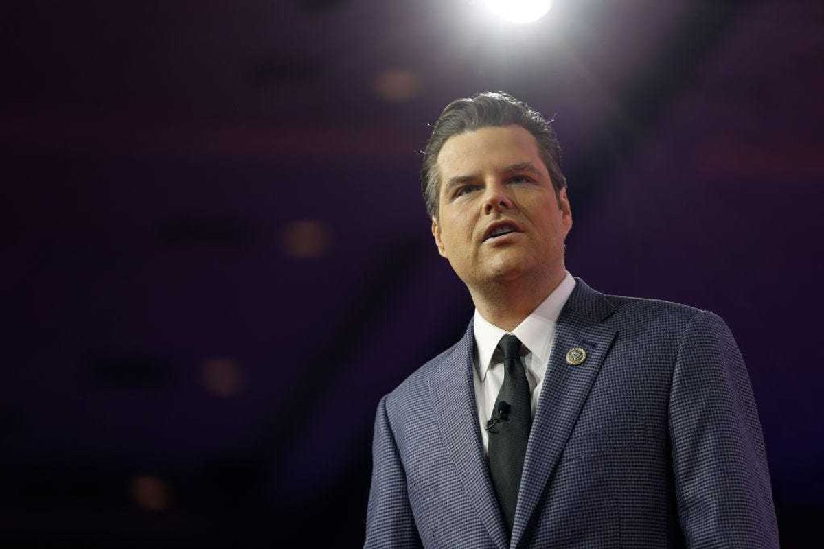 Rep. Matt Gaetz (R-FL) speaks during the annual Conservative Political Action Conference (CPAC) at the Gaylord National Resort Hotel And Convention Center on March 03, 2023 in National Harbor, Maryland. The annual conservative conference entered its second day of speakers including congressional members, media personalities and members of former President Donald Trump's administration. President Donald Trump will address the event on Saturday. (Photo by Anna Moneymaker/Getty Images)