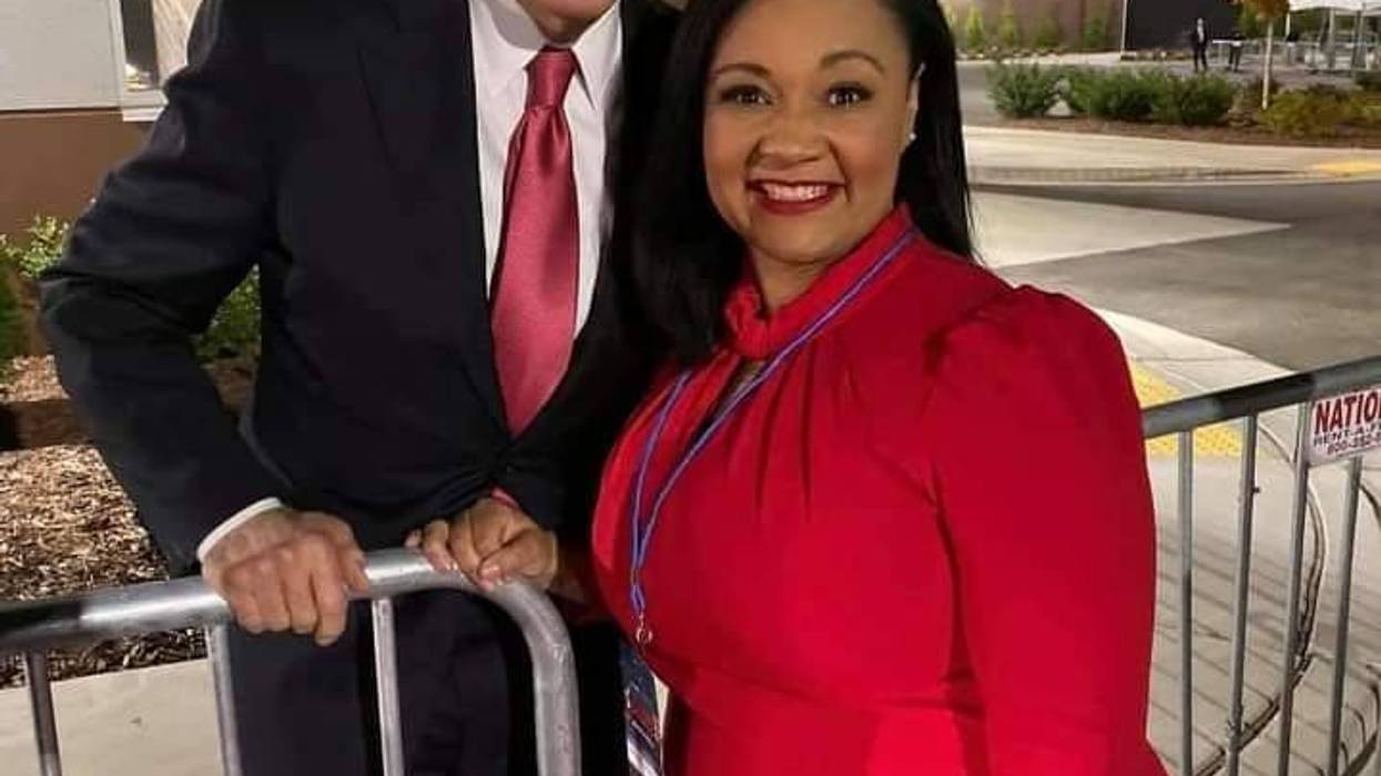 Rep Nikema Williams poses in undated photo with Pres. Joe Biden