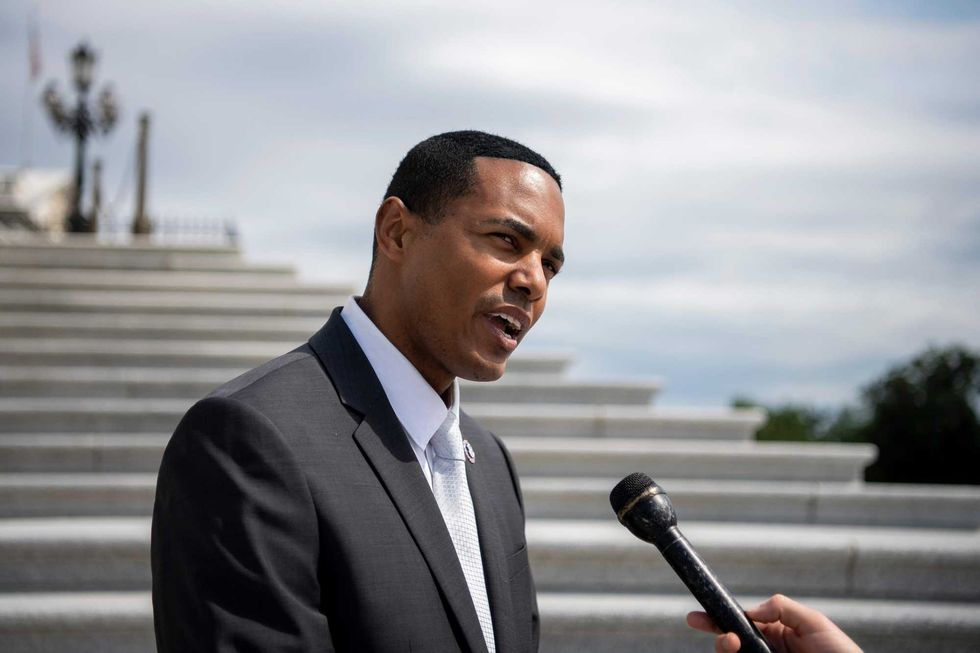 Rep. Ritchie Torres, D-N.Y., talks with a reporter after the last votes of the week in Washington on Thursday, July 1, 2021.