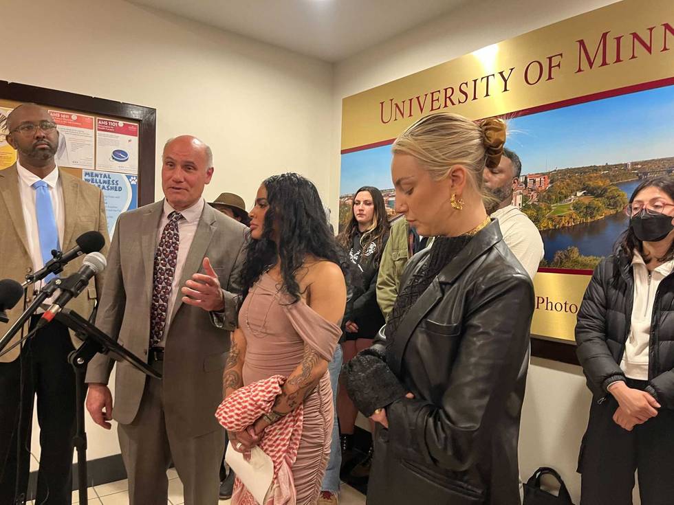 Representatives of the Council on American-Islamic Relations announcing a lawsuit against the University of Minnesota on Friday, April 26th.