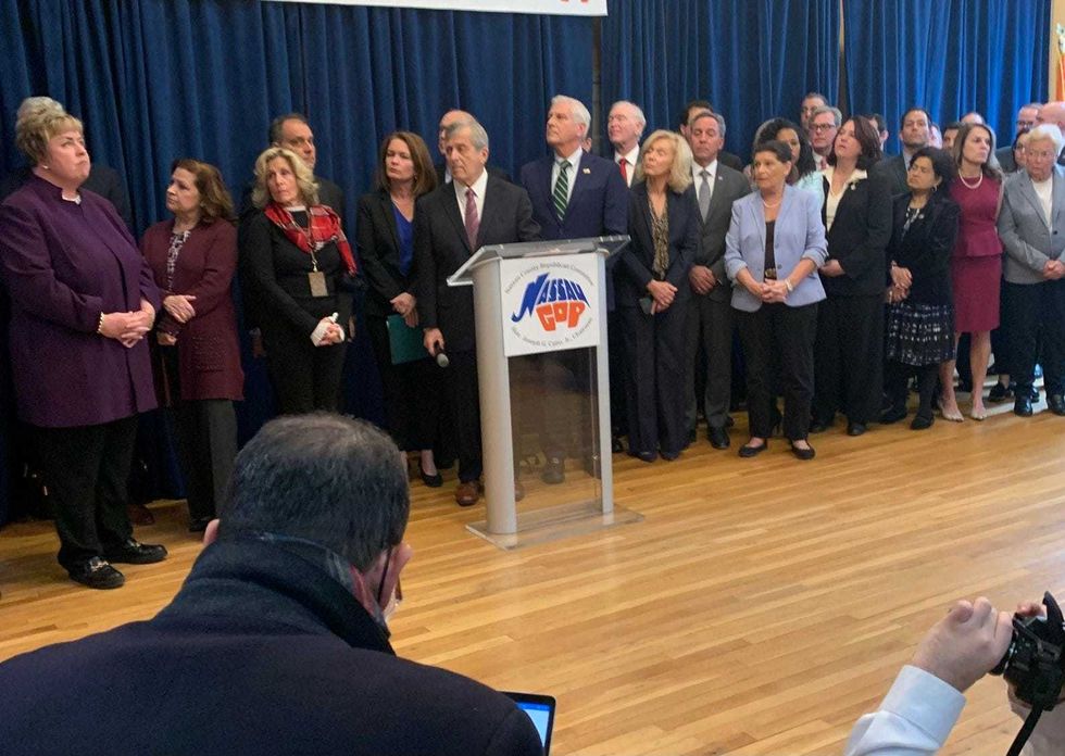 Republican officials at a the Nassau County GOP headquarters in Westbury on Wednesday