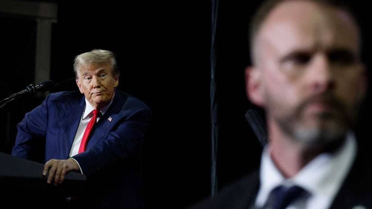 Republican presidential candidate and former President Donald Trump speaks during a campaign rally at the SNHU Arena on January 20, 2024 in Manchester, New Hampshire.