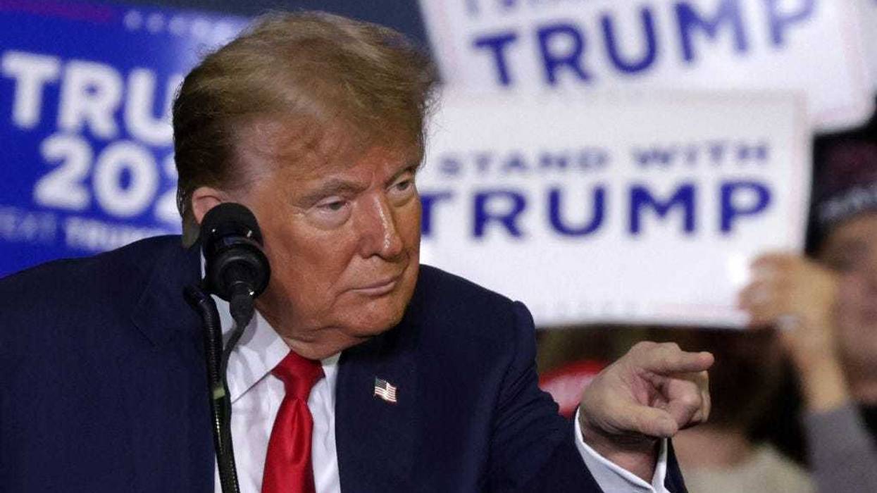Republican presidential candidate and former President Donald Trump speaks during a campaign rally at the SNHU Arena on January 20, 2024 in Manchester, New Hampshire.