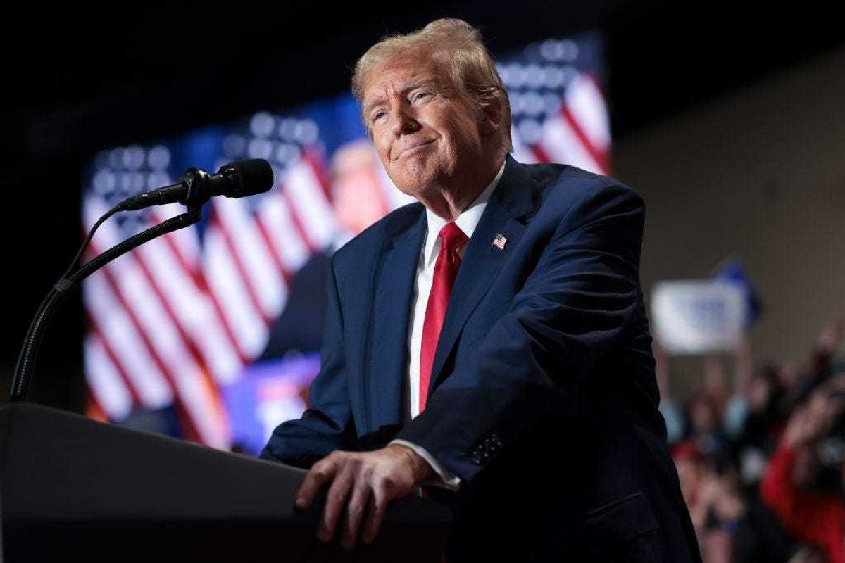Republican presidential candidate and former President Donald Trump speaks during a Get Out the Vote Rally March 2, 2024 in Richmond, Virginia. Sixteen states, including Virginia, will vote during Super Tuesday on March 5.
