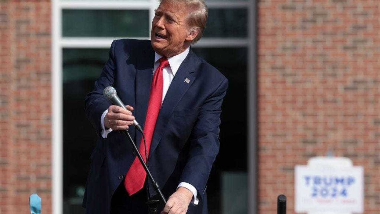 Republican presidential candidate and former President Donald Trump speaks to an overflow crowd during a Get Out The Vote rally at Coastal Carolina University on February 10, 2024 in Conway, South Carolina. South Carolina holds its Republican primary on February 24. (Photo by Win McNamee/Getty Images)