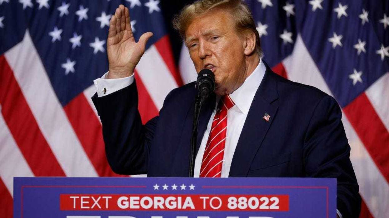 Republican presidential candidate and former U.S. President Donald Trump addresses a campaign rally at the Forum River Center March 09, 2024 in Rome, Georgia. Both Trump and President Joe Biden are holding campaign events on Saturday in Georgia, a critical battleground state, two days before the its primary elections. A city of about 38,000, Rome is in the heart of conservative northwest Georgia and the center of the Congressional district represented by Rep. Majorie Taylor Green (R-GA).