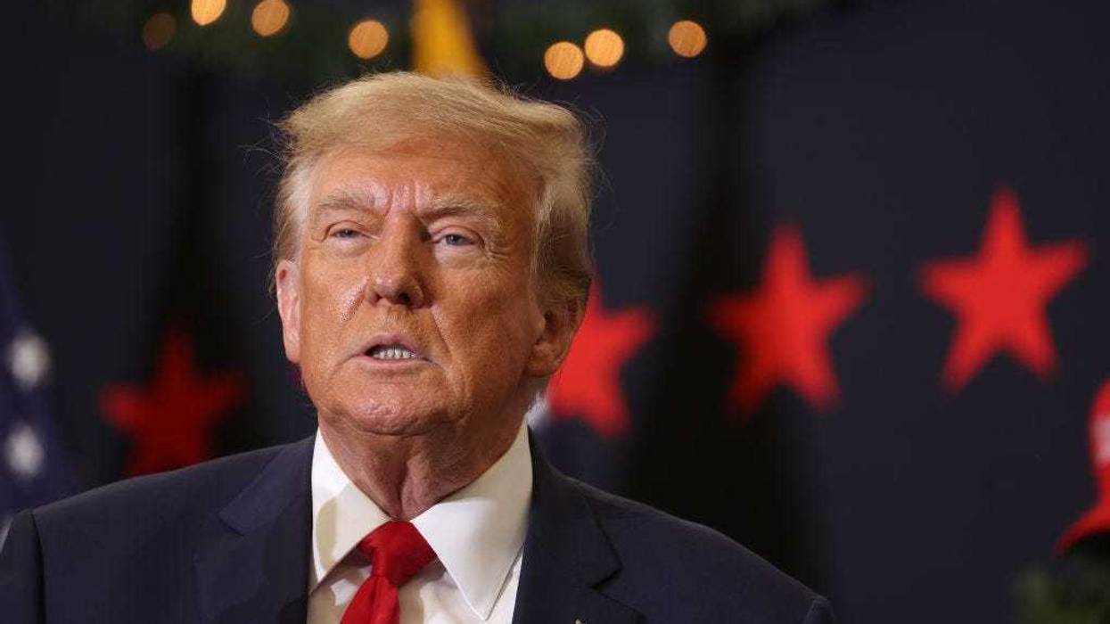Republican presidential candidate and former U.S. President Donald Trump looks on during a campaign event on December 19, 2023 in Waterloo, Iowa. Iowa Republicans will be the first to select their party's nomination for the 2024 presidential race, when they go to caucus on January 15, 2024. (Photo by Scott Olson/Getty Images)