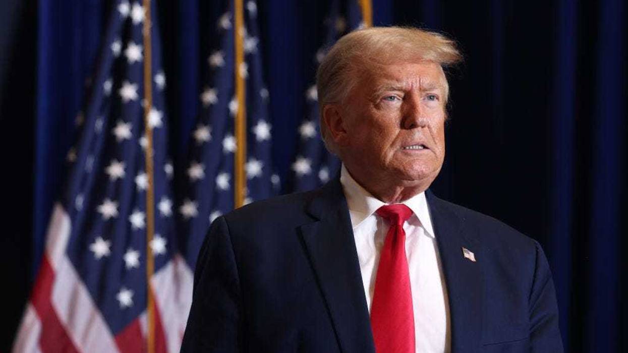 Republican presidential candidate former President Donald Trump arrives for a rally on October 07, 2023 in Cedar Rapids, Iowa.