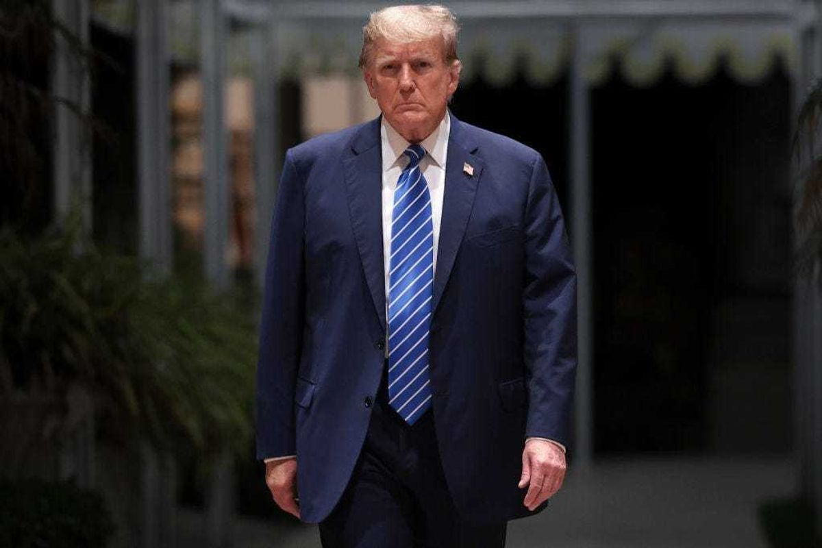 Republican presidential candidate, former President Donald Trump arrives for an election-night watch party at Mar-a-Lago on March 5, 2024 in West Palm Beach, Florida. Sixteen states held their primaries and caucuses today as part of Super Tuesday. (Photo by Win McNamee/Getty Images)