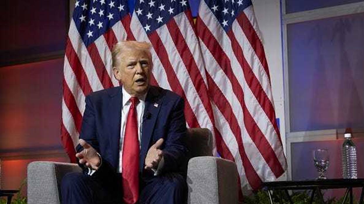 Republican presidential candidate former President Donald Trump participates in a question and answers session at the National Association of Black Journalists (NABJ) convention at the Hilton Hotel on July 31, 2024 in Chicago, Illinois.