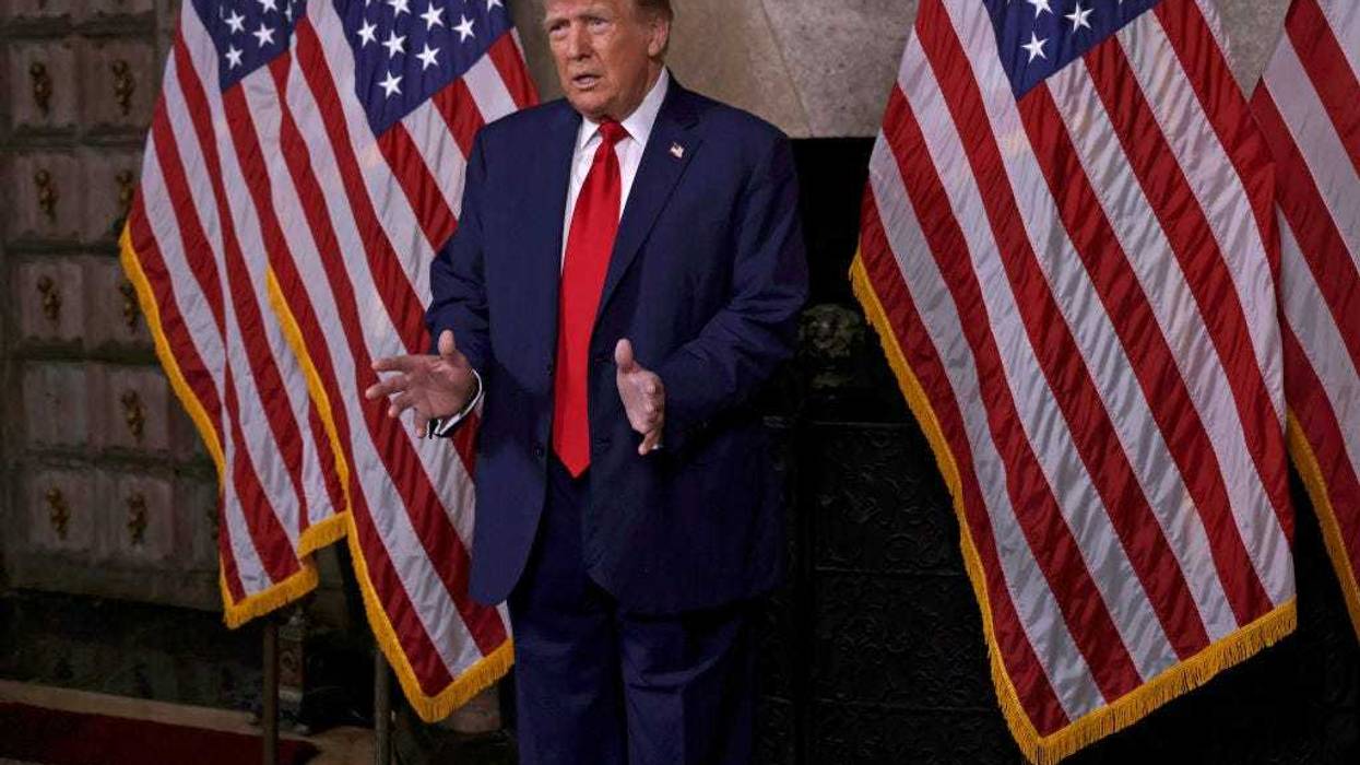 Republican presidential candidate, former President Donald Trump speaks in the library at Mar-a-Lago on March 4, 2024 in Palm Beach, Florida.