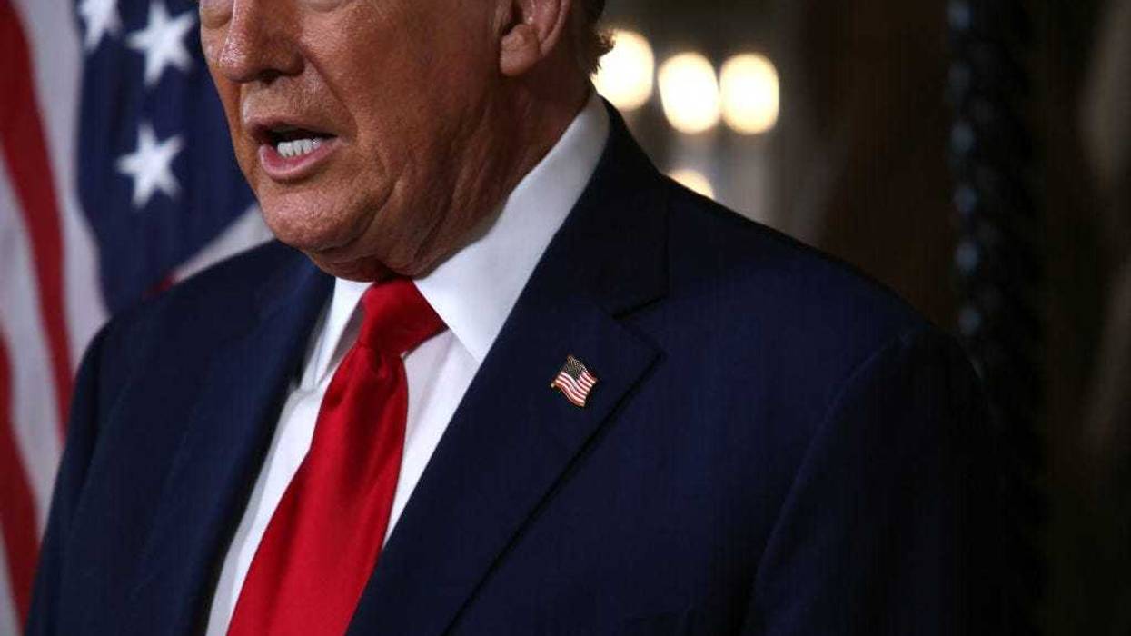 Republican presidential candidate, former President Donald Trump speaks in the library at Mar-a-Lago on March 4, 2024 in Palm Beach, Florida. The U.S. Supreme Court ruled unanimously that Trump can appear on this year's presidential ballot in all states. The Court reversed a decision by the Colorado Supreme Court that had disqualified him from appearing on that state's ballot for engaging in insurrection. (Photo by Alon Skuy/Getty Images)