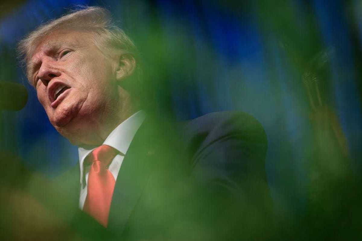Republican presidential candidate former U.S. President Donald Trump delivers remarks June 10, 2023 in Greensboro, North Carolina.