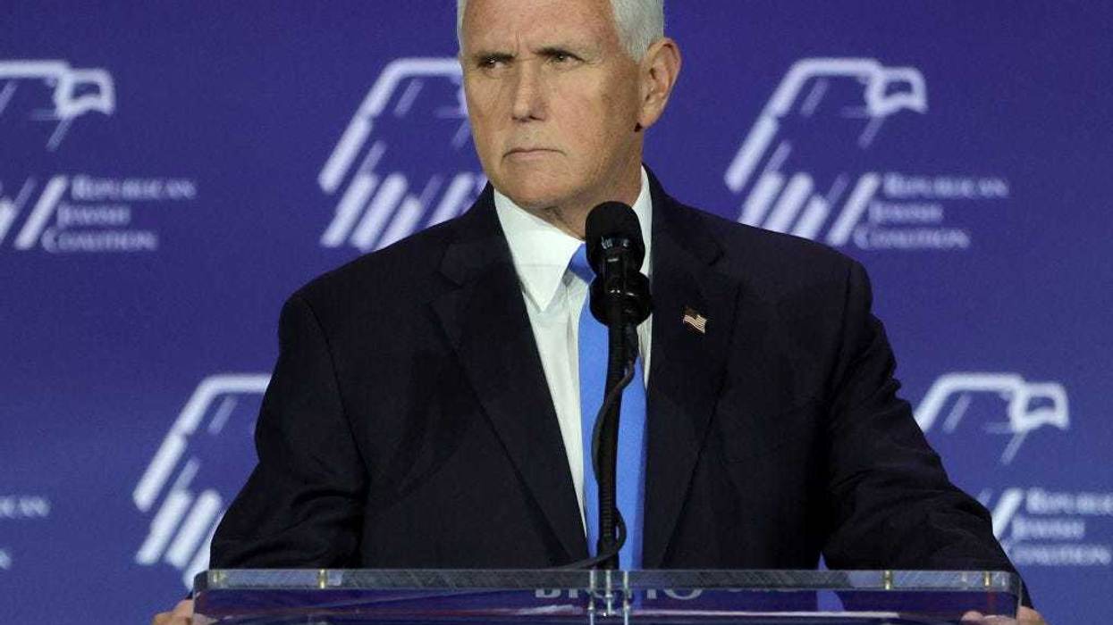 Republican presidential candidate former U.S. Vice President Mike Pence speaks after suspending his campaign for president during the Republican Jewish Coalition's Annual Leadership Summit at The Venetian Resort Las Vegas on October 28, 2023 in Las Vegas, Nevada.