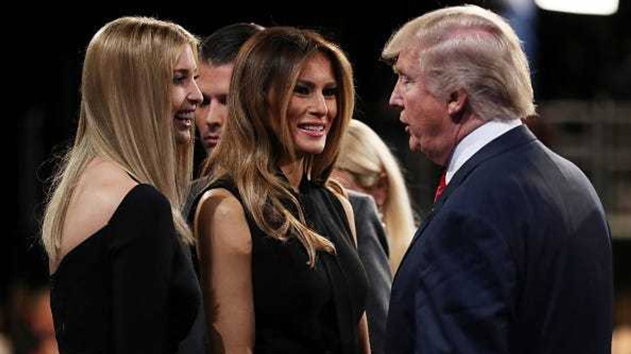 Republican presidential nominee Donald Trump speaks with his wife Melania Trump and his daughter Ivanka Trump after the third U.S. presidential debate at the Thomas & Mack Center on October 19, 2016 in Las Vegas, Nevada.