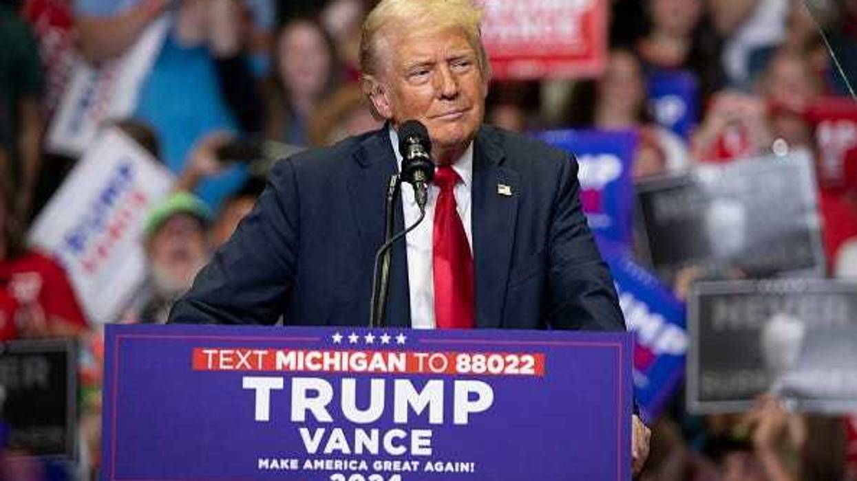 Republican Presidential nominee former President Donald J. Trump holds his first public campaign rally with his running mate, Vice Presidential nominee U.S. Senator J.D. Vance (R-OH) (not pictured), at the Van Andel Arena on July 20, 2024 in Grand Rapids, Michigan.
