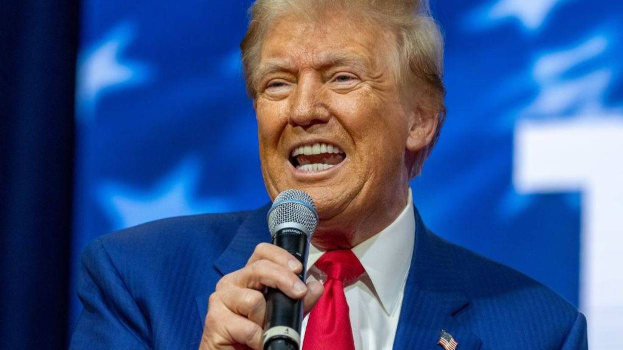 Republican presidential nominee, former President Donald Trump, holds a town hall at the Greater Philadelphia Expo Center on October 14, 2024 in Oaks, Pennsylvania.