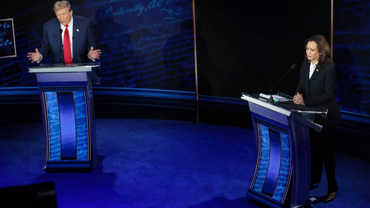 Republican presidential nominee, former U.S. President Donald Trump, and Democratic presidential nominee, U.S. Vice President Kamala Harris debate for the first time during the presidential election campaign at The National Constitution Center on Sept. 10, 2024, in Philadelphia, Pennsylvania.