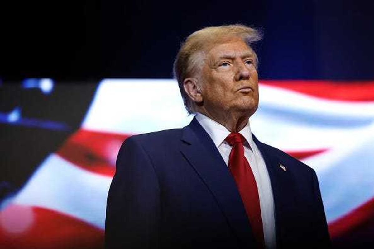 Republican presidential nominee, former U.S. President Donald Trump looks on during a roundtable with faith leaders at Christ Chapel on October 23, 2024 in Zebulon, Georgia.