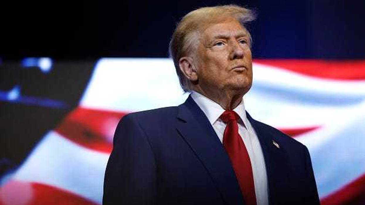 Republican presidential nominee, former U.S. President Donald Trump looks on during a roundtable with faith leaders at Christ Chapel on October 23, 2024 in Zebulon, Georgia.