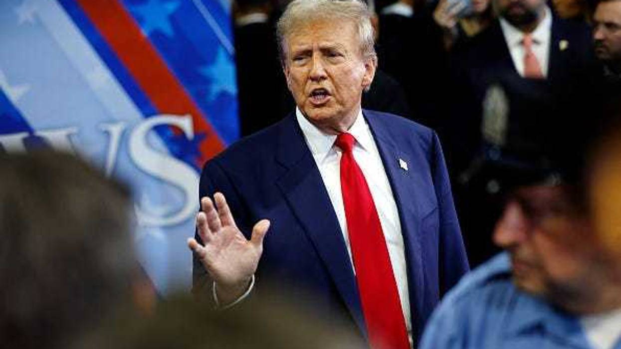 Republican presidential nominee, former U.S. President Donald Trump speaks to reporters in the spin room after debating Democratic presidential nominee, U.S. Vice President Kamala Harris, at Pennsylvania Convention Center on September 10, 2024 in Philadelphia, Pennsylvania.