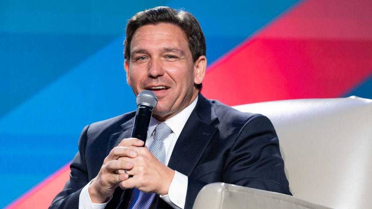 Republican U.S. presidential candidate and Florida Governor Ron DeSantis speaks at an event hosted by Conservative radio host Erick Erickson on August 18, 2023 in Atlanta, Georgia.