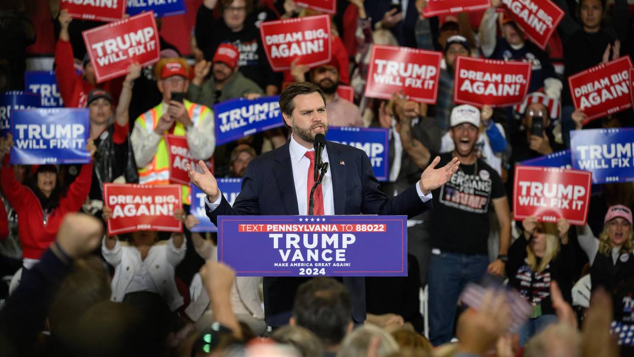 Republican vice presidential candidate JD Vance speaks during a campaign rally in Aston Township, Pennsylvania, on Nov. 3, 2024.