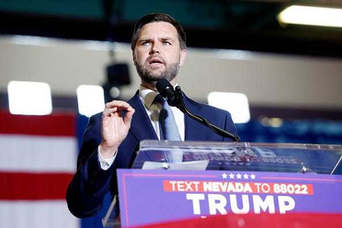 Republican vice presidential nominee U.S. Sen. J.D. Vance (R-OH) speaks at a campaign rally at Liberty High School on July 30, 2024 in Henderson, Nevada.