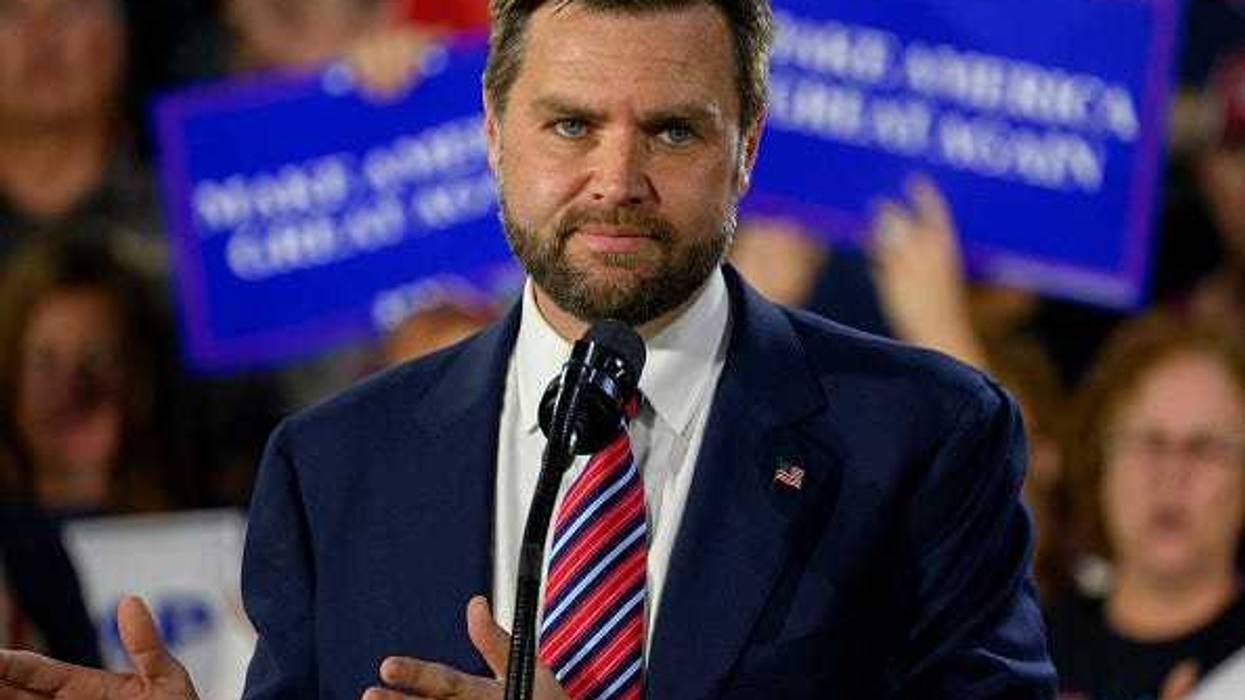 Republican vice presidential nominee, U.S. Sen. J.D. Vance (R-OH) speaks at a rally at trucking company, Team Hardinger on August 28, 2024 in Erie, Pennsylvania. Vance was expected to discuss economic and energy policies.