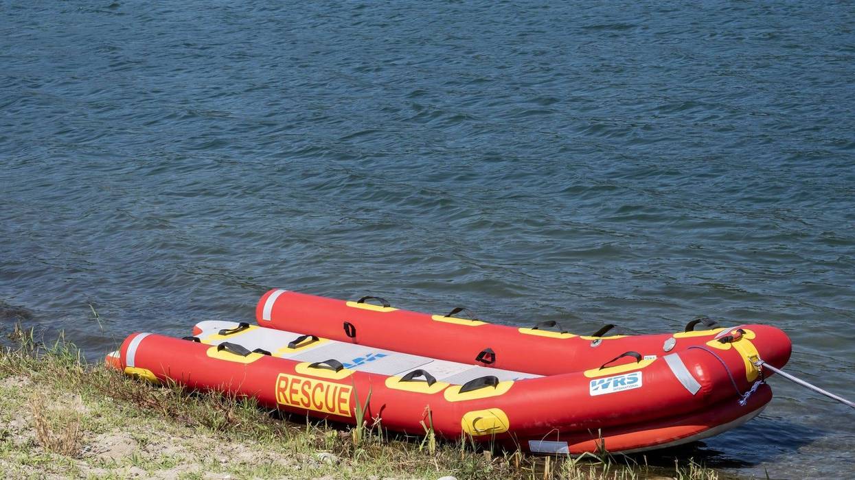 Rescue boats at water - stock photo