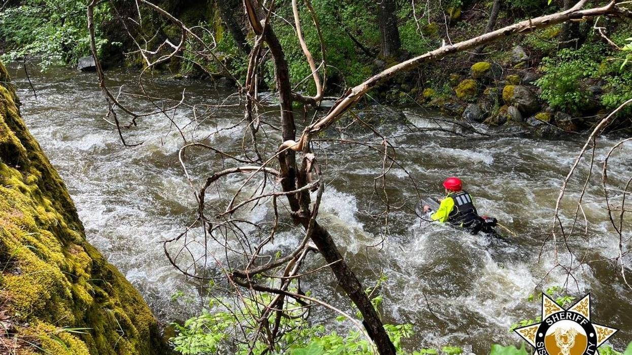 Rescue team searching waterfall